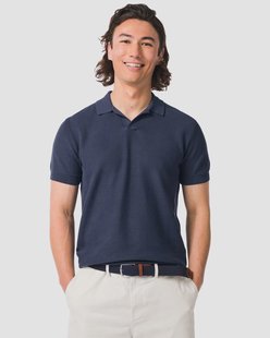 HEMA Herenpolo Kris structuur donkerblauw (donkerblauw)