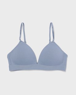HEMA Voorgevormde bh zonder beugel rib blauw (blauw)