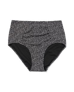 HEMA Damesbikinibroekje Meggy hoog shaping fit structuur zwart/wit (zwart/wit)