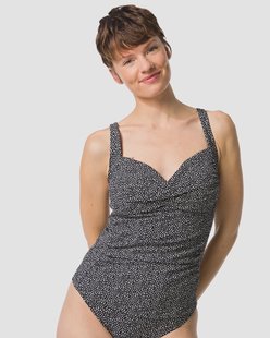 HEMA Damestankinitop Demy shaping fit stippen zwart/wit (zwart/wit)