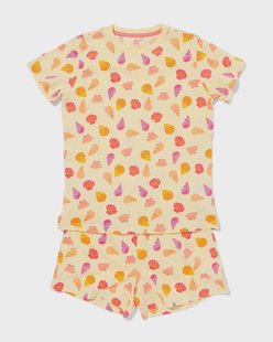 HEMA Kinder shortama print geel (geel)
