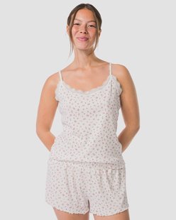 HEMA Damesshortama rib bloemen multi (multi)
