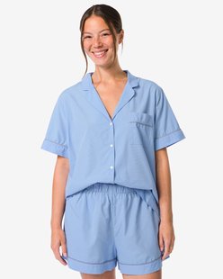 HEMA Damesshortama poplin blauw (blauw)