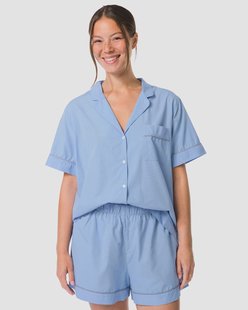 HEMA Damesshortama poplin blauw (blauw)