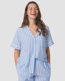 HEMA Damespyjamatop seersucker strepen blauw (blauw)