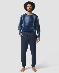 HEMA Herenpyjama Jesse jersey strepen donkerblauw (donkerblauw)