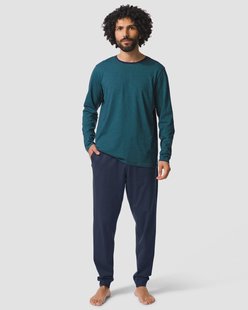 HEMA Herenpyjama Jesse jersey strepen donkerblauw (donkerblauw)