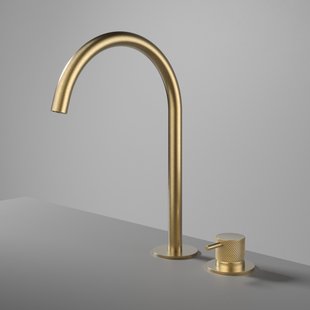 Wastafelmengkraan Hotbath Cobber 2 Gats Hoog Geborsteld Messing PVD