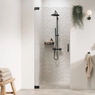 Draaideur In Nis Sealskin Pure 80x200 cm Helder Glas Antikalk Geborsteld Gunmetal