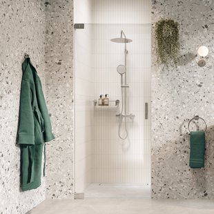 Draaideur In Nis Sealskin Pure 90x200 cm Helder Glas Antikalk Zilver Hoogglans