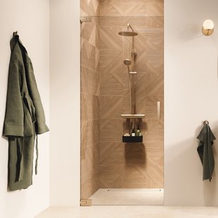 Draaideur In Nis Sealskin Pure 90x200 cm Helder Glas Antikalk Geborsteld Goud