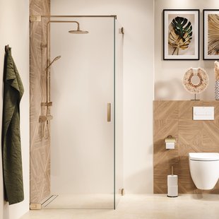 Draaideur Sealskin Pure Voor Combinatie Met Zijwand 100x200 cm Helder Glas Antikalk Geborsteld Goud