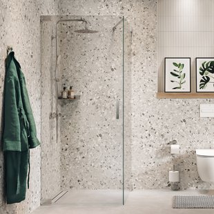 Zijwand Sealskin Pure Voor Combinatie Met Draaideur 100x200 cm Helder Glas Antikalk Zilver Hoogglans