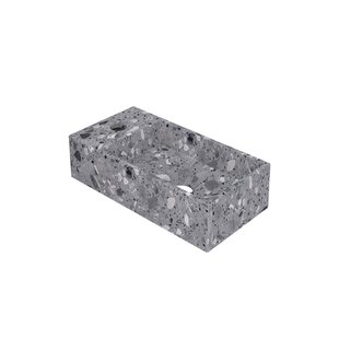 Fontein INK Versus 36x18x9cm Composiet Links Met Kraangat Mat Grijs Terrazzo