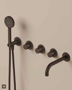 Afbouwdeel Hotbath Guy Diamond Bad/Douche Thermostaat Met 2 Stopkranen Met Uitloop Tuscan Bronze