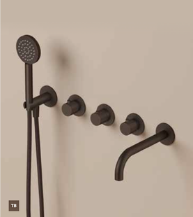 Afbouwdeel Hotbath Guy Row Bad/Douche Thermostaat Met 2 Stopkranen Met Uitloop Tuscan Bronze