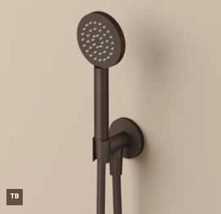 Handdouche Hotbath Guy Rond Met Wandsteun + Uitlaat & Doucheslang 1,5m t.b.v. Inbouwkraan Tuscan Bronze