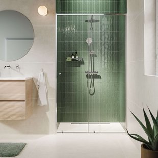 Sealskin Contour Douchecabine met Schuifdeur voor Nis 140 cm 6 mm Helder Glas Zilverhoogglans