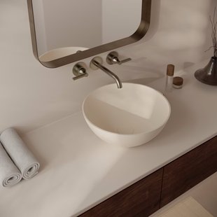 Opbouwwastafel Ideavit Solidthin 39x39x14.5 cm Solid Surface Mat Crème