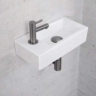 Fonteinset Glans Wit Wiesbaden Color Gunmetal (kraangat links)