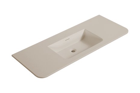 Wastafel Wiesbaden Laro 120x48x1,5 cm Zonder Kraangat Ronde Hoeken Solid Surface Beige