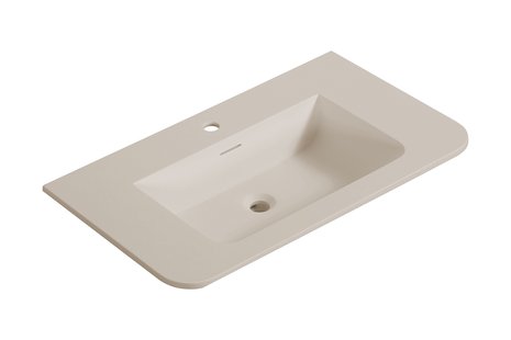 Wastafel Wiesbaden Laro 80x48x1,5 cm Met 1 Kraangat Ronde Hoeken Solid Surface Beige