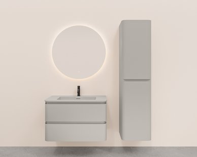 Onderkast Wiesbaden Novira 100x48 cm Afgeronde Hoeken Met 2 Laden 1 Uitsparing Mat Zand