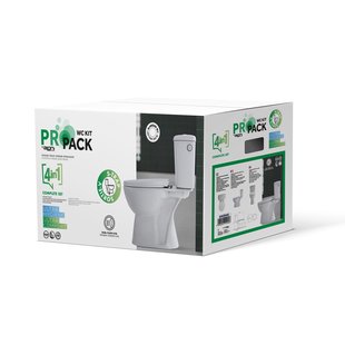 Duoblok Toilet BWS Amora Randloos Met Zitting Softclose Glans wit (AO / Vloeruitlaat)
