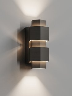 Wandlamp Simar Vijfhoek PVD Gunmetal 3000K Dimbaar IP44