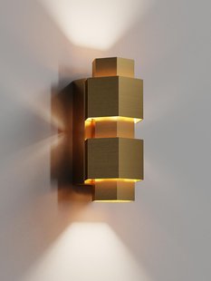 Wandlamp Simar Vijfhoek PVD Messing 3000K Dimbaar IP44