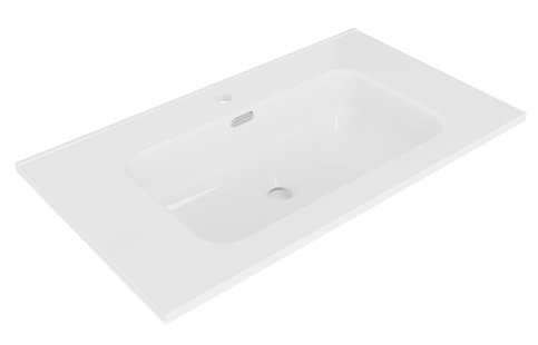 Wastafel Bajo Enkel Met 1 Kraangat 80x46x1,8cm Keramiek Glans Wit