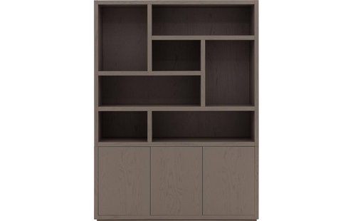 Goossens Buffetkast Barcelona, 3 deuren 7 open vakken (verticale layout), bruin eiken, 158 x 212 x 45 cm, stijlvol landelijk
