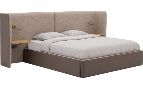 Goossens Gestoffeerd Bedframe Burano Storage, 180 x 200 cm met storage met 2x lattenbodem, incl. verlichting, usb aansluiting en stopcontact