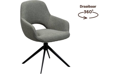 Goossens Stoel Bonna groen stof graden draaibaar met returnfunctie met armleuning, modern design