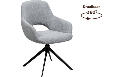 Goossens Stoel Bonna grijs stof graden draaibaar met returnfunctie met armleuning, modern design