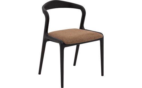Goossens Stoel Laura met Massief Houten Frame bruin stof leuning,