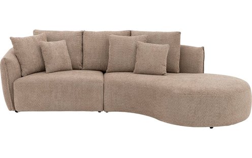 Goossens Bank Fay bruin, stof, 1,5-zits, stijlvol landelijk met chaise longue rechts