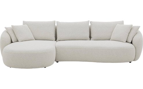 Goossens Bank Ava beige, stof, 3-zits, met chaise longue links