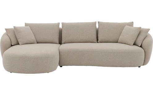 Goossens Bank Ava beige, stof, 3-zits, met chaise longue links