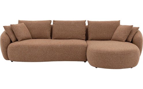 Goossens Bank Ava rood, stof, 3-zits, met chaise longue rechts