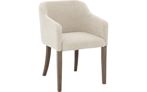 Goossens Eetkamerstoel Peda beige stof met armleuning, elegant chic