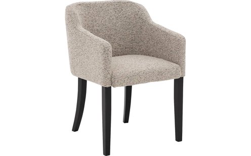 Goossens Eetkamerstoel Peda beige stof met armleuning, elegant chic