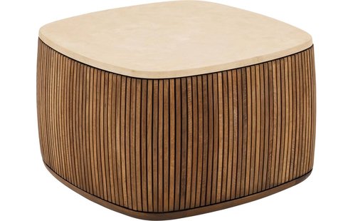 Goossens Salontafel Nova vierkant, mortex beige, stijlvol landelijk, 60 x 35 x 60 cm