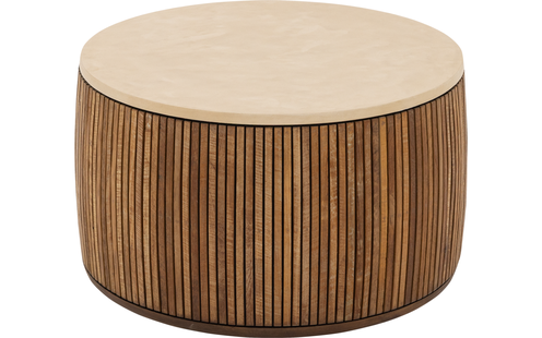 Goossens Salontafel Nova rond, mortex beige, stijlvol landelijk, 60 x 35 x 60 cm