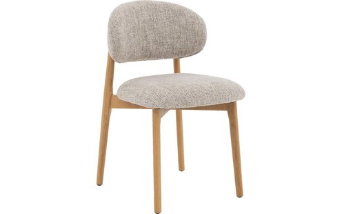 Goossens Eetkamerstoel Bessy met Massief Houten Frame beige stof leuning,