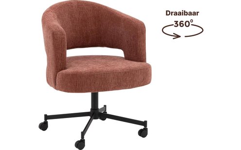 Goossens Excellent Stoel Roma rood stof graden draaibaar met autoreturn met armleuning en met wielen, elegant chic