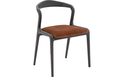 Goossens Stoel Laura met Massief Houten Frame bruin velvet stof leuning,