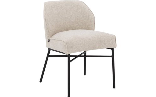 Goossens Eetkamerstoel Rory beige stof leuning, elegant chic