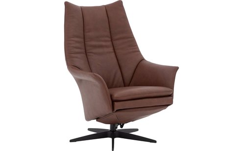 Goossens Excellent Relaxstoel Richard cognac, leer, modern design