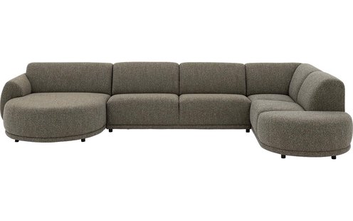 Goossens Bank Benk groen, stof, met chaise longue links